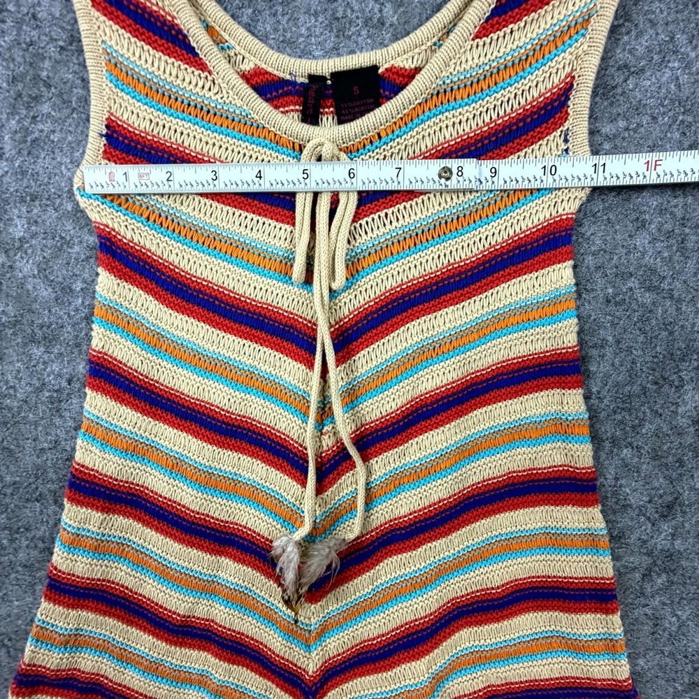Heart N Crush Tank Sweater Women Small Retro 60s 70s Vibes Feather Knit Festival - Picture 6 of 6